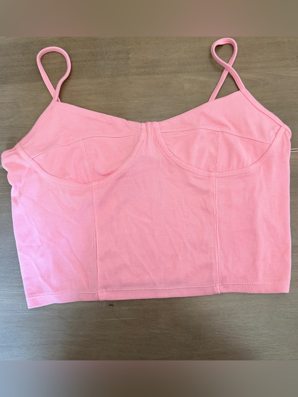 Love Tree Pink Bustier Corset Crop Top Ribbed Cami NWT Size L Y2K